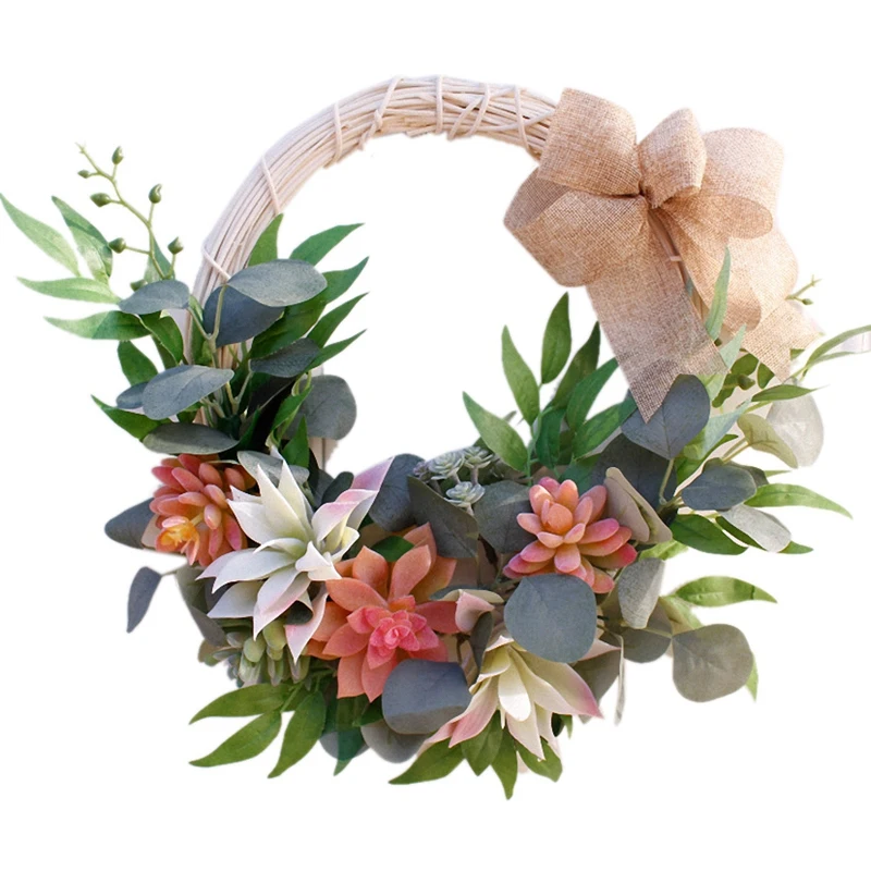 

Wedding Decoration Hanging Succulent Artificial Flower Wreath for Home Garden Window Walls Front Door Hanging Flower Garland