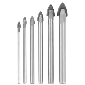 

6mm Ceramic Tile Drill Bit Cemented Carbide Triangle Spear Point Head Tool 6Pcs