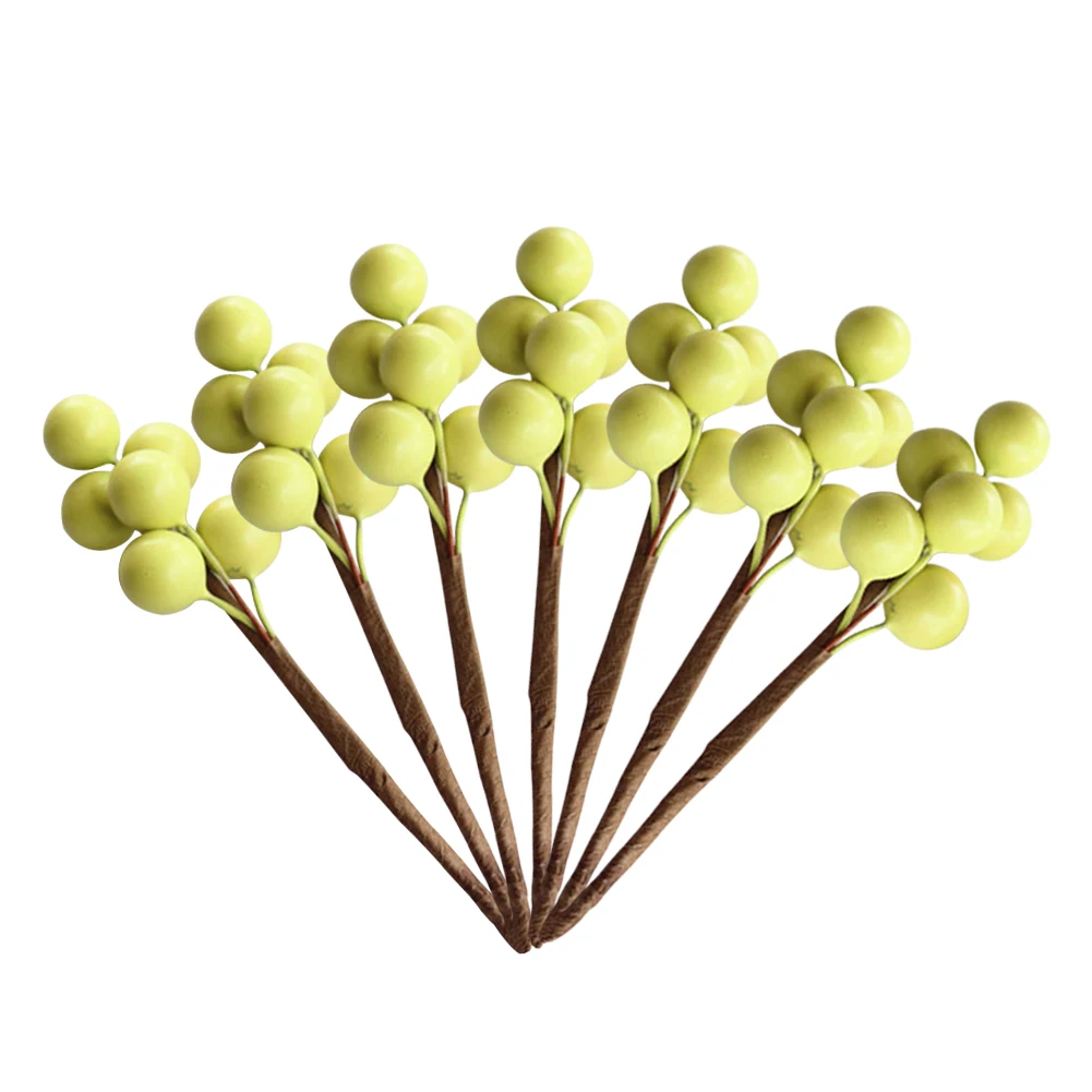 20 шт. орнамент стебель для рождественской вечеринки DIY цветок фрукт из пенопласта декоративное ремесло свадебные искусственные красные ягоды реалистичные ручной работы - Цвет: Зеленый