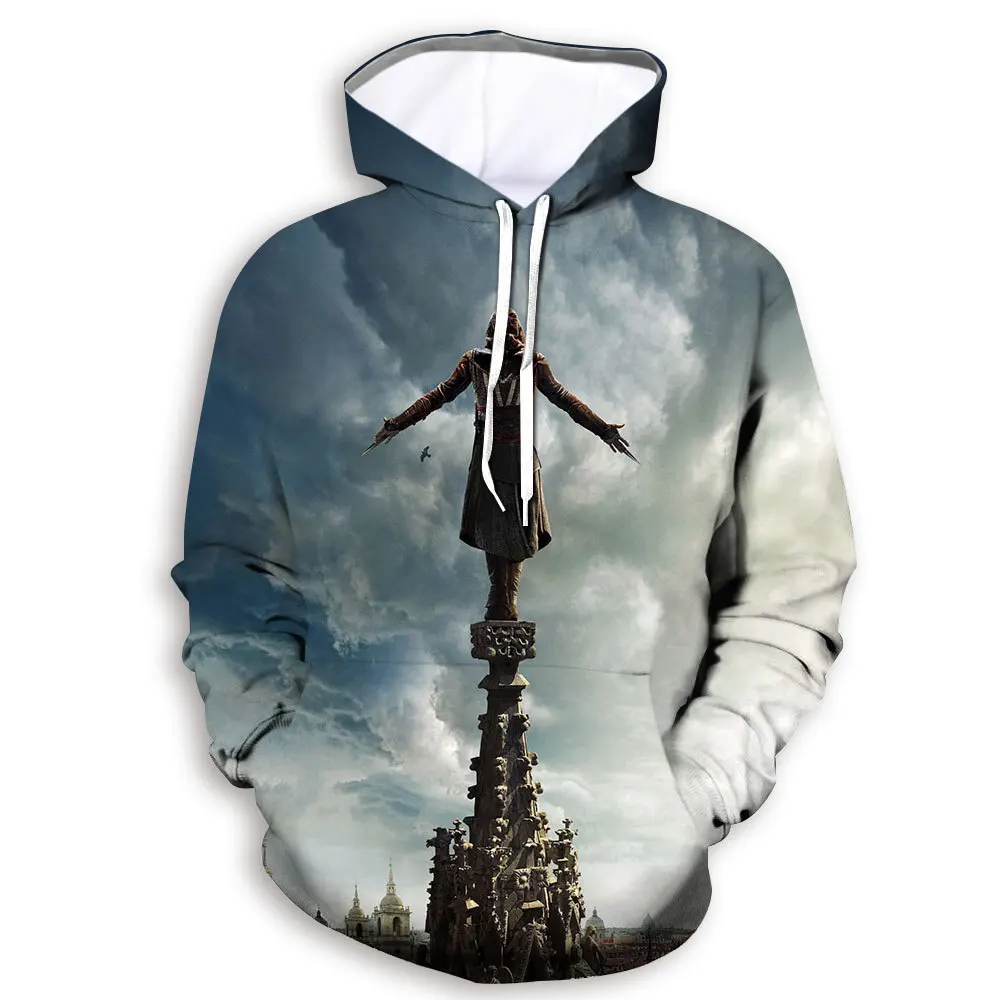 Серия Assassin's Creed, 3D принт, с капюшоном, мужская, повседневная, Молодежная, уличная, хлопок, хип-хоп, высокая, уличная, толстовка, модное пальто, спортивная одежда - Цвет: 019