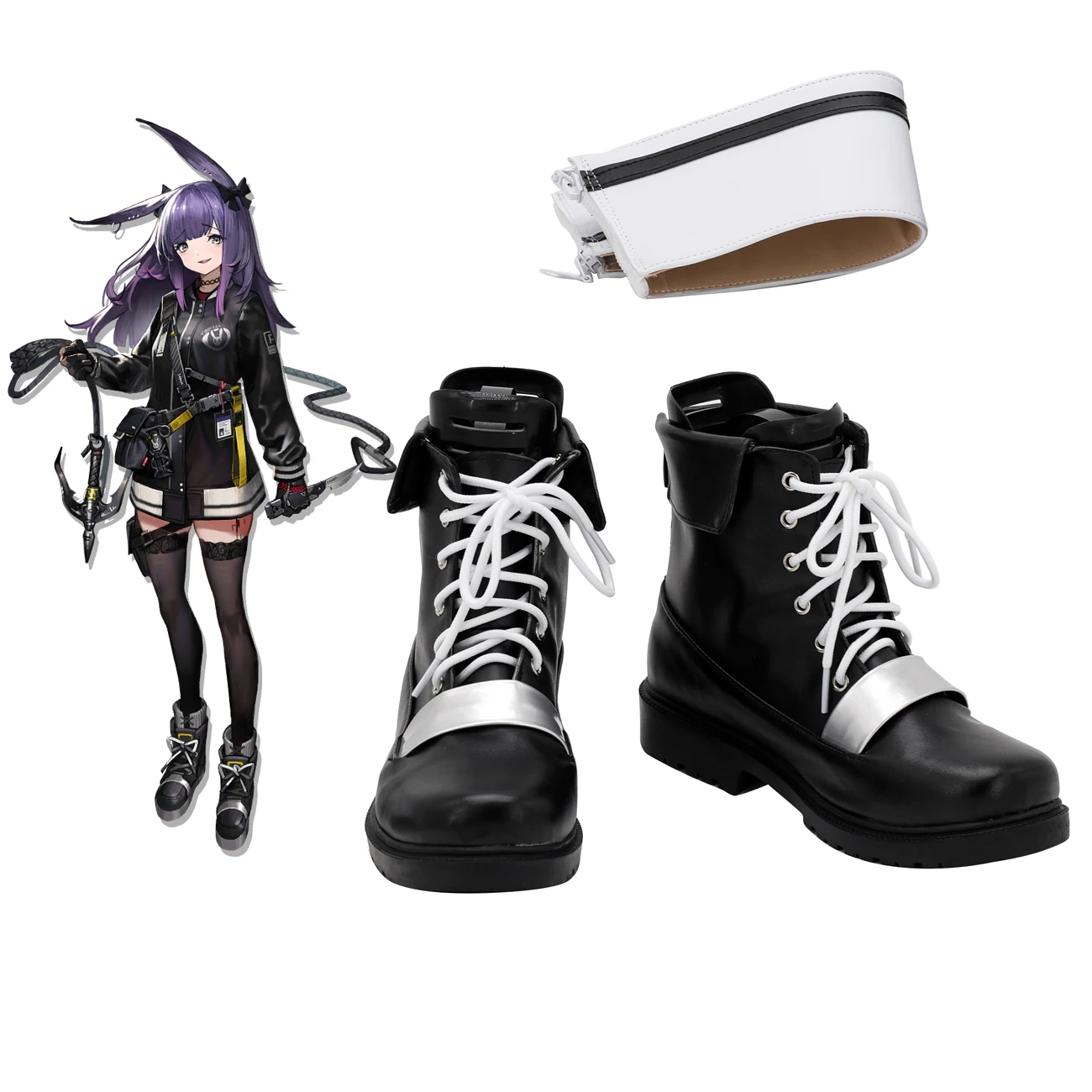 

Arknights Rope Cosplay Boots Black Shoes Custom Made Any Size for Unisex