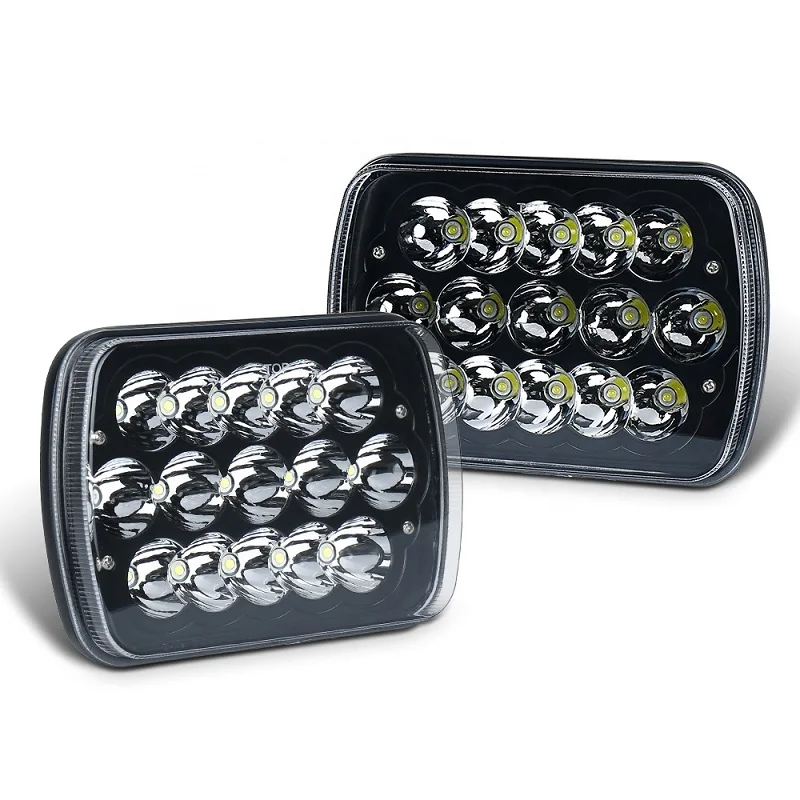Factory Price Square Headlight Truck 5x7 Inch Headlamp Black Bezel Rectangular Light For Jeep Cherokee |
