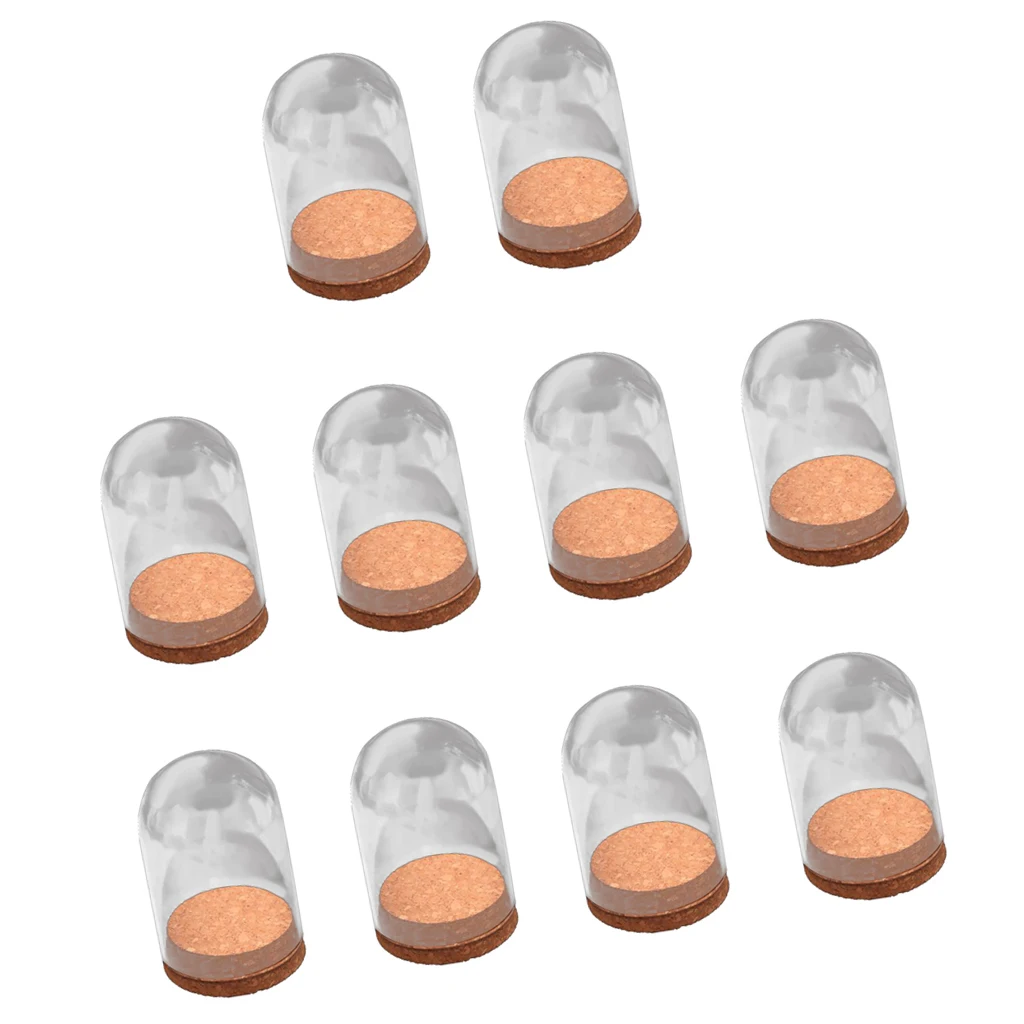 10Pcs Mini Dome Shade Cover Shield With Wooden Cork Base Room Decorative Bottles