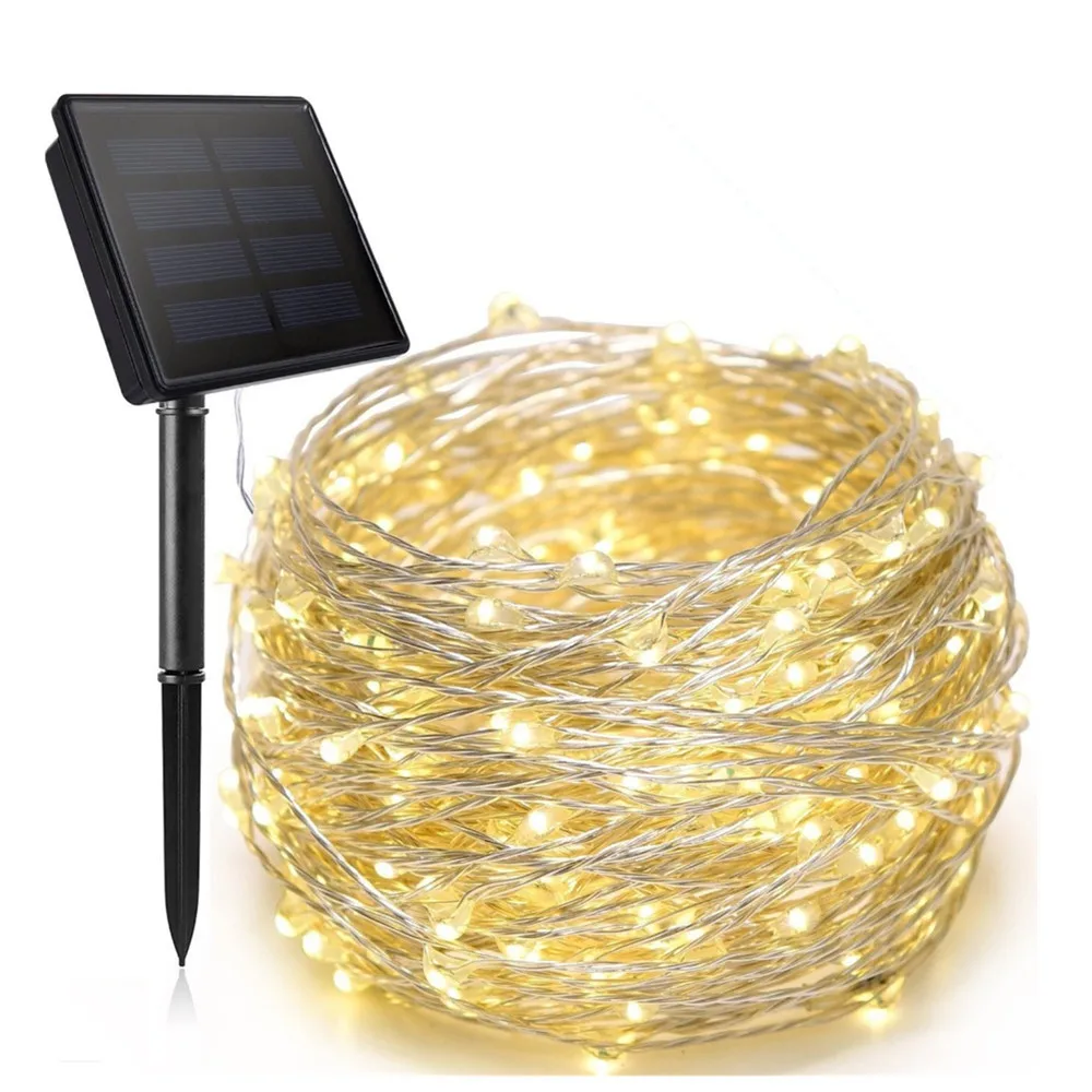

Solar Waterproof Decoration Led Light String with 8 Functions adjustable 50M 8heads
