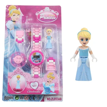 

Children's building block watch toy rotating Watch princess Batman Captain America Spider-Man Toys Gift for kids educational toy