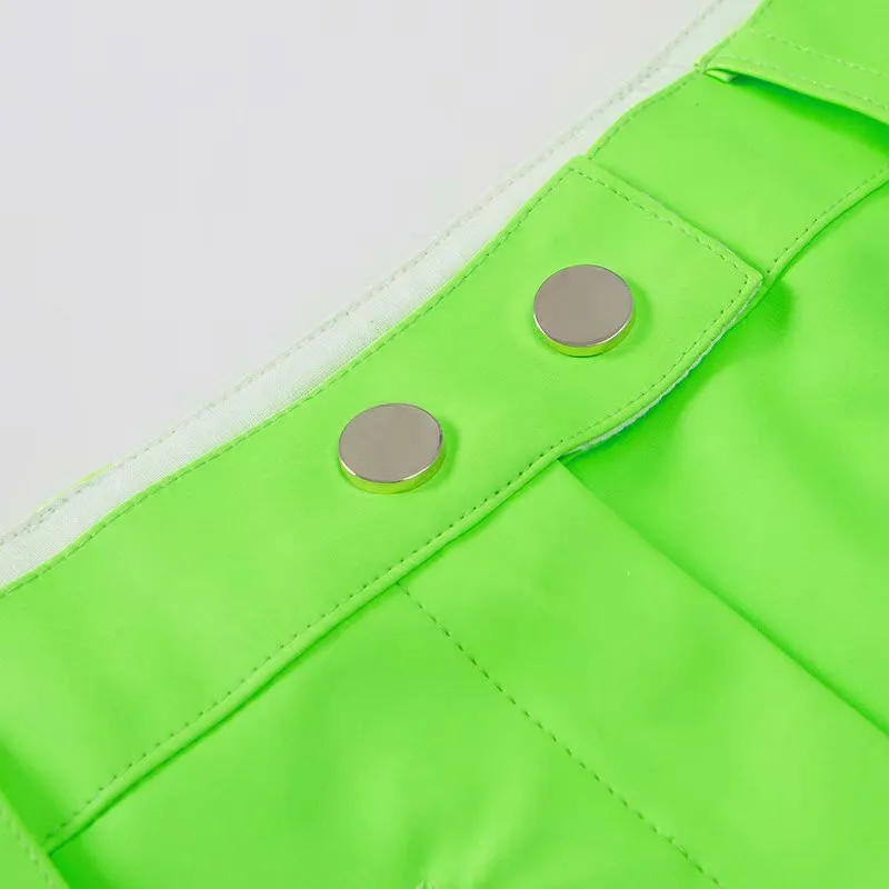 Bazaleas уличная ярко-зеленого цвета в LineSkirts модный, на молнии, с карманами, мини-юбки женские Винтаж короткая юбка Повседневное