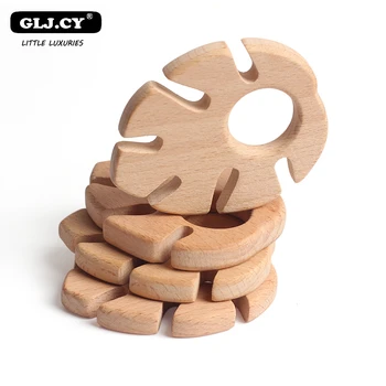 

BPA FREE Beech Wood Teether Wooden Maple Leaf Baby Teether Toy Safe Newborn Kids Teething Toys DIY Chewable Baby Products 10pcs