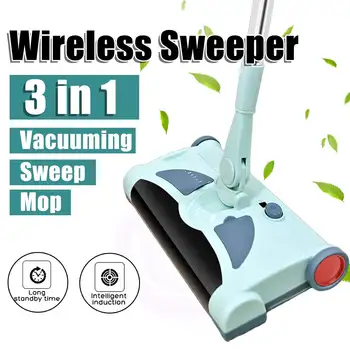 

3-in-1 Cordless Electric Sweeper Vacuum Cleaner Hand-push Type Mop Rechargeable Battery 360 Degrees Rotation Carpet Floor Cleane