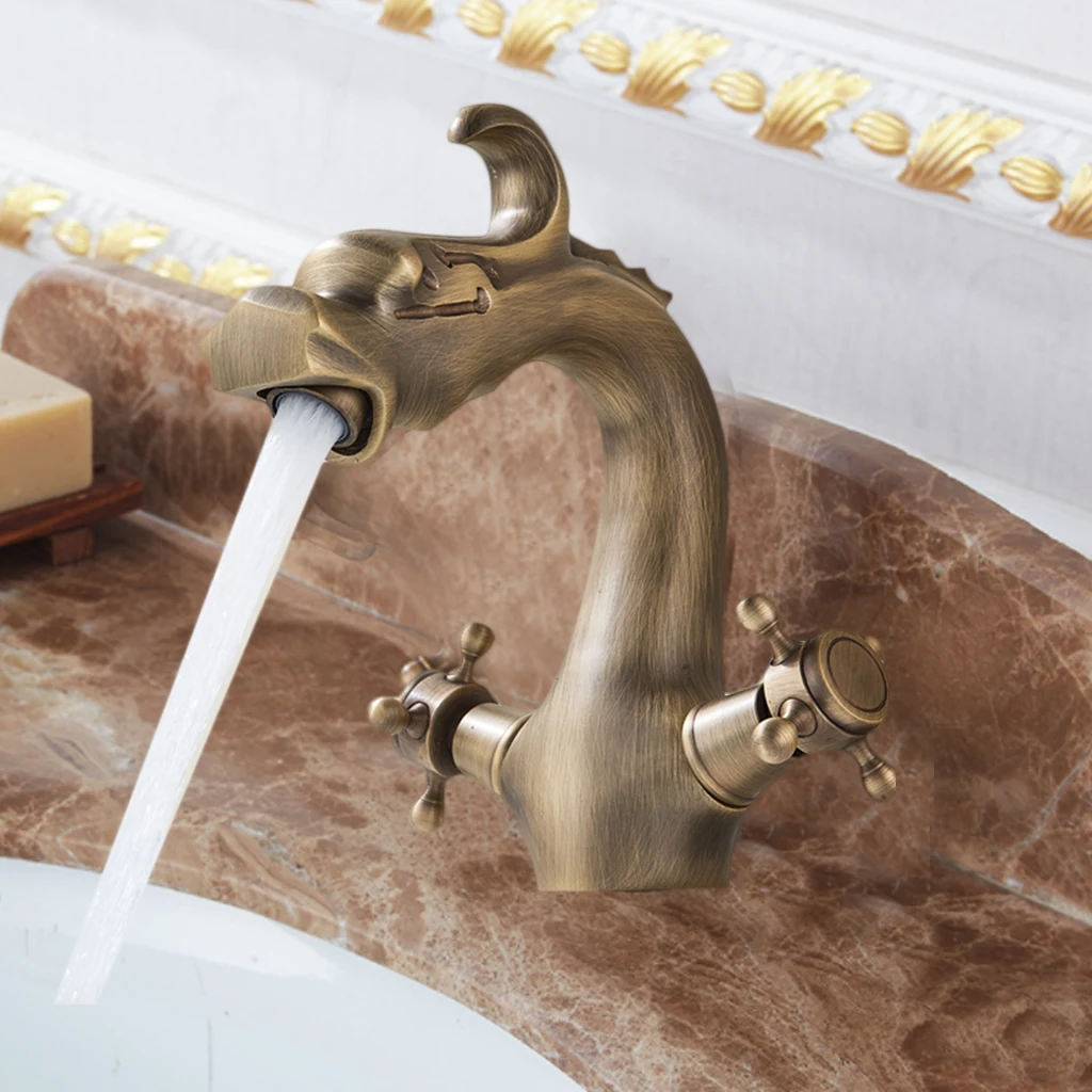 European Style Antique Copper Wash Basin Faucet Retro Single Hole Art Above Counter Hot and Cold | Обустройство дома
