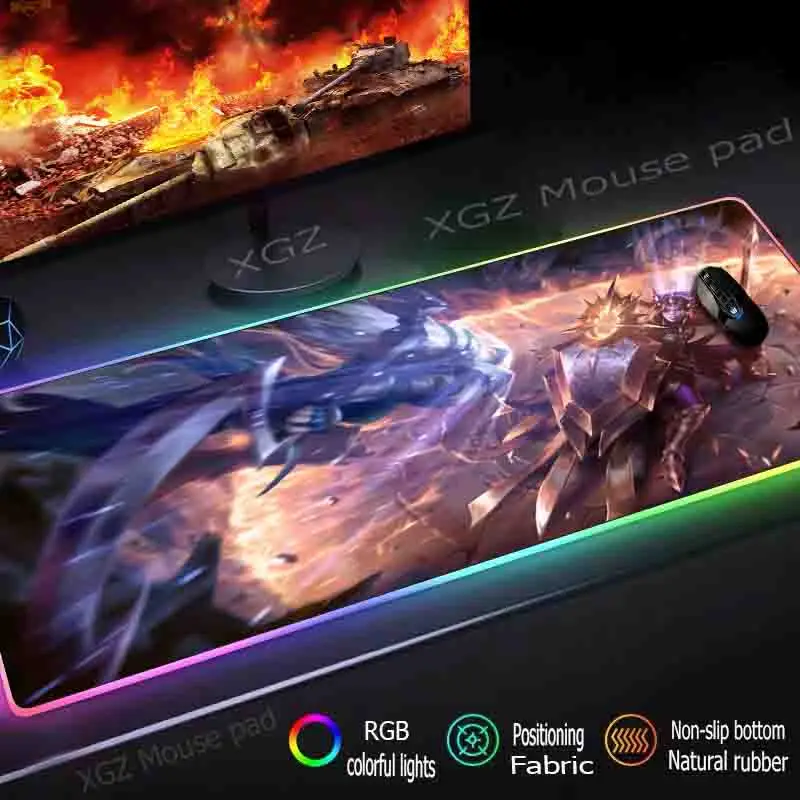 Большой коврик для мыши XGZ RGB с черной застежкой аниме огненное кольцо мальчиков
