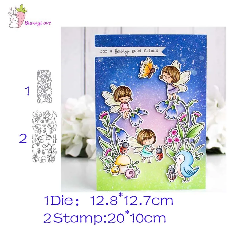 

Flower Fairy Metal Cutting Dies and clear stamps DIY Scrapbooking Card Stencil Paper Craft Handmade Album Handbook Decoration