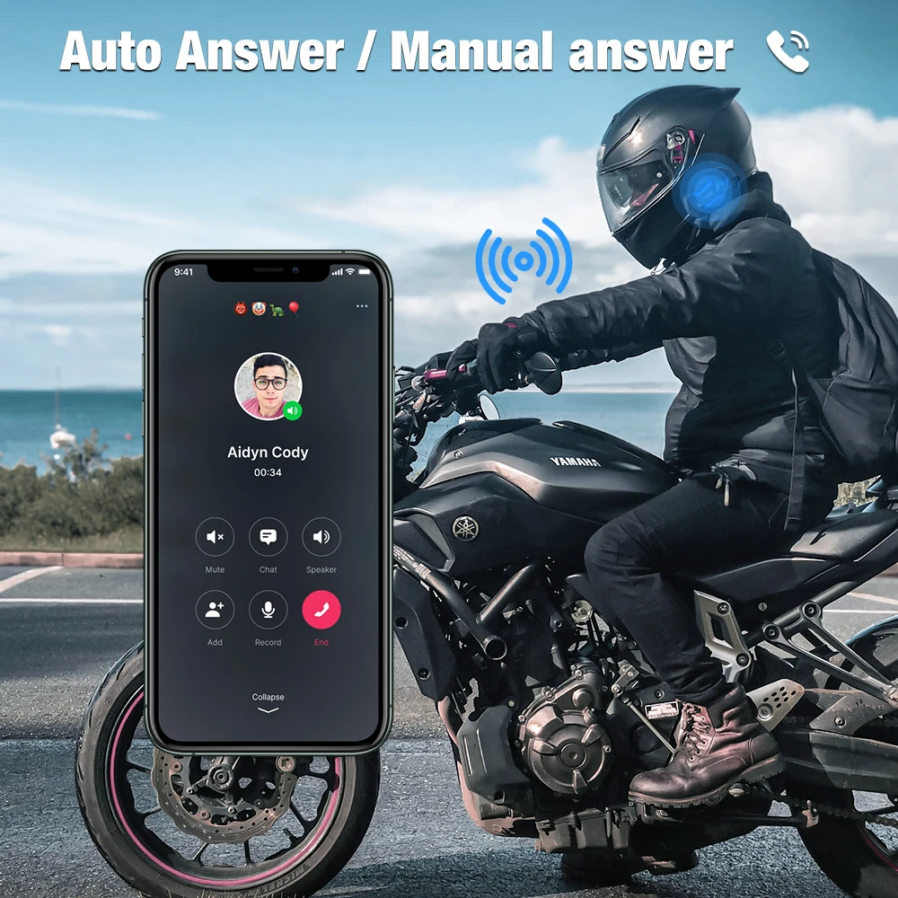 Fodsports FX4 Pro Motorcycle Intercom Helmet Bluetooth Headset Interphone 4 Rider 1200m,FM Radio