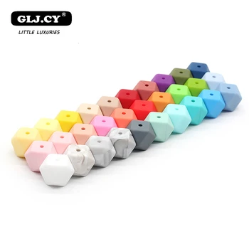 

10pcs 14mm Mini Hexagon Round Silicone Beads Baby Teether Eco-friendly BPA Free Baby Teething Toys Pacifier Chain Beads