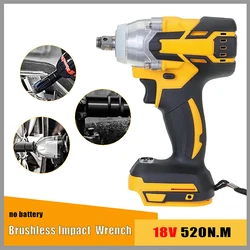 Velocidade stepless sem fio do motor sem escova do motorista da chave de impacto de 18v 520nm 1/2 "chave elétrica adaptada à bateria de makita 18v