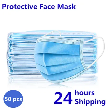 

50 pcs Anti Droplet Disposable Protective Face Mask 3 Layer Non Woven Mouth Masks Dustproof Earloop Face Filter Air Purification
