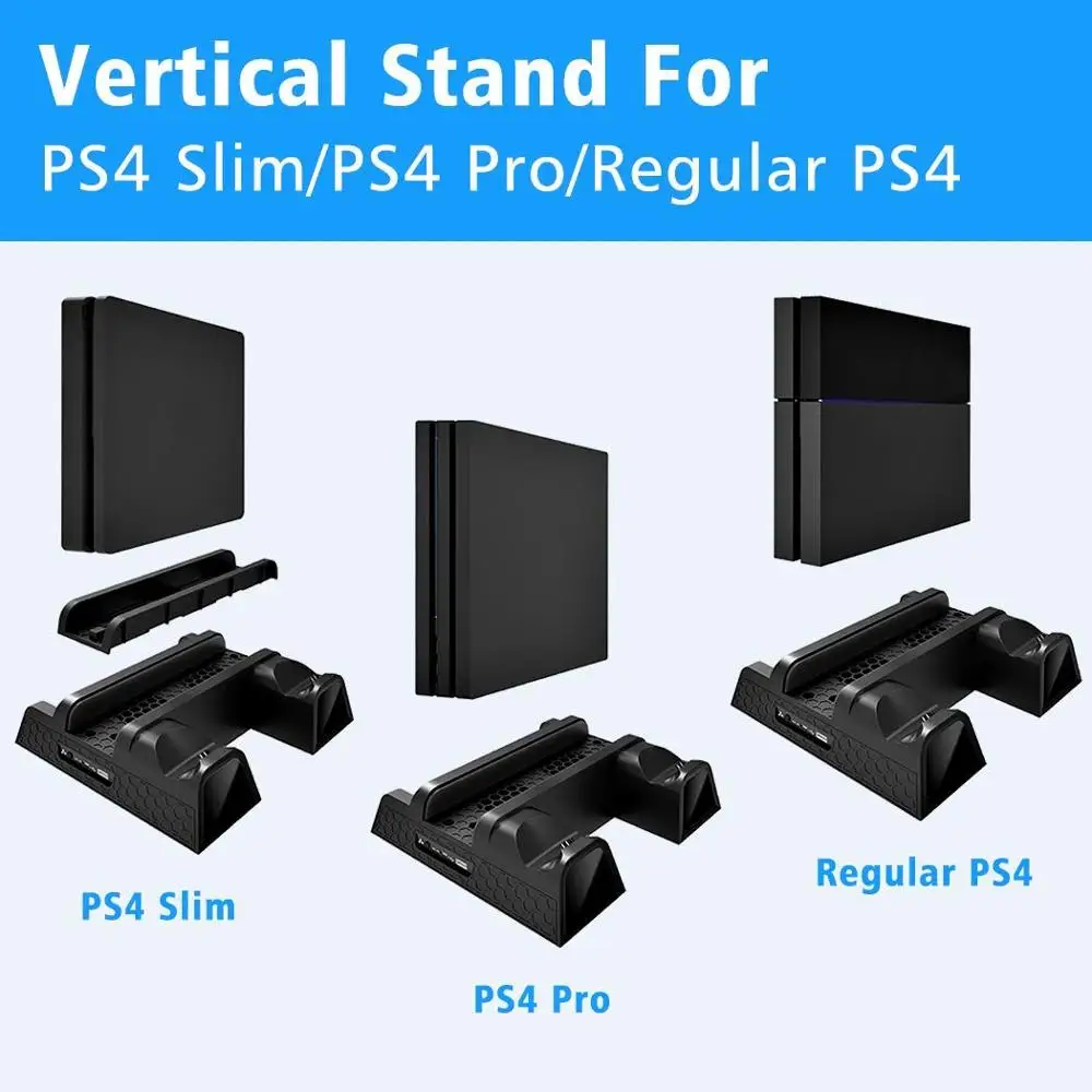 Najtaniej DOBE PS4 PS4 Slim PS4 PRO pionowy stojak z chłodzącym wentylator chłodzący podwójna ładowarka kontrolera stacja ładowania dla SONY Playstation 4