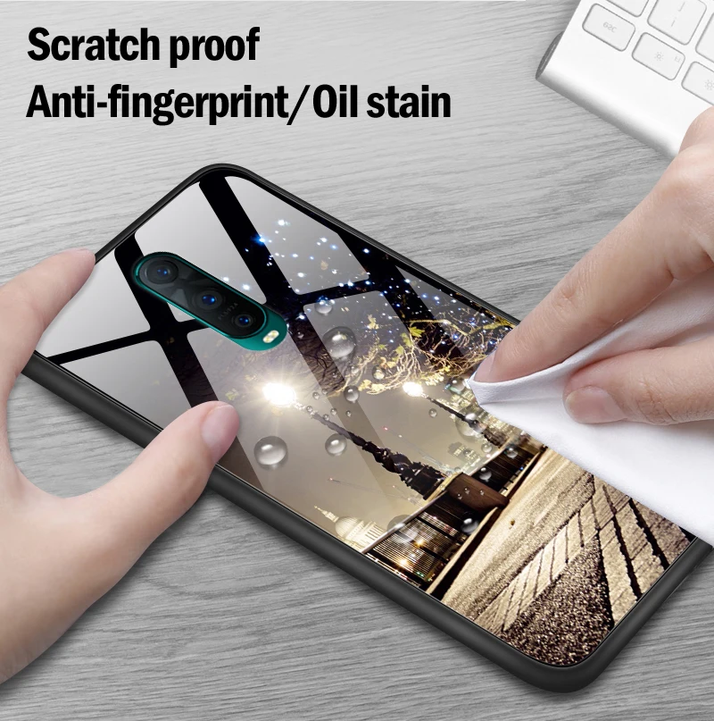 Phone Case for OPPO R15X R17 Pro A3S A39 A57 A59 A7X A9 Tempered Glass Cover Reno10x Zoom F1S F9 F11 Find K1Shockproof Hard Capa