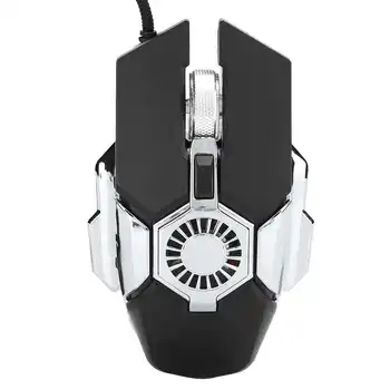 

Fan Cooling Gaming Mouse Wired Colorful Luminous 6-Button USB 6400 DPI Adjustable Computer Mice New