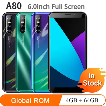 

A80 mobile phones android 5.5"Full screen 4G RAM 64G ROM quad core13MP celular face ID unlock WCDMA global version smartphones