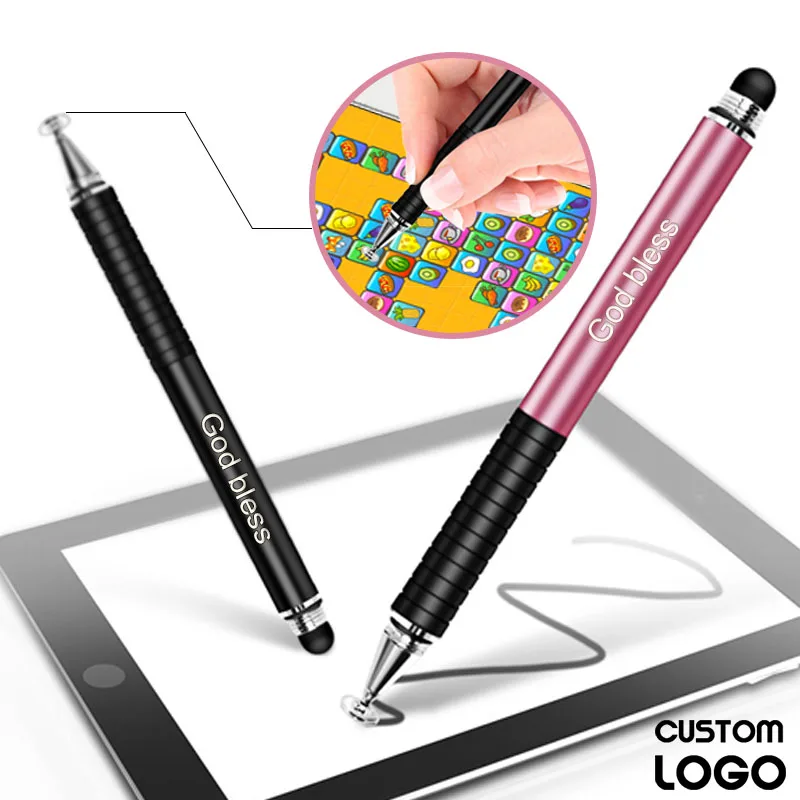 Customized LOGO Universal 2 in 1 Stylus Pens Phone Tablet Capacitive Touch Screen Sucker Pen Stationery Drawing Smart Accessorie