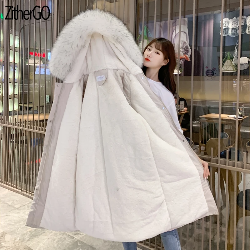 ZitherGo 2019 зимняя женская длинная толстая теплая верхняя одежда куртка из замши