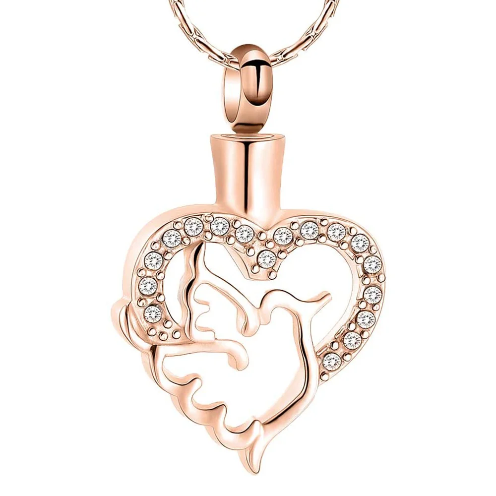 Памятный кулон Dove для праха Keepsake урна в виде сердца ожерелье из нержавеющей стали