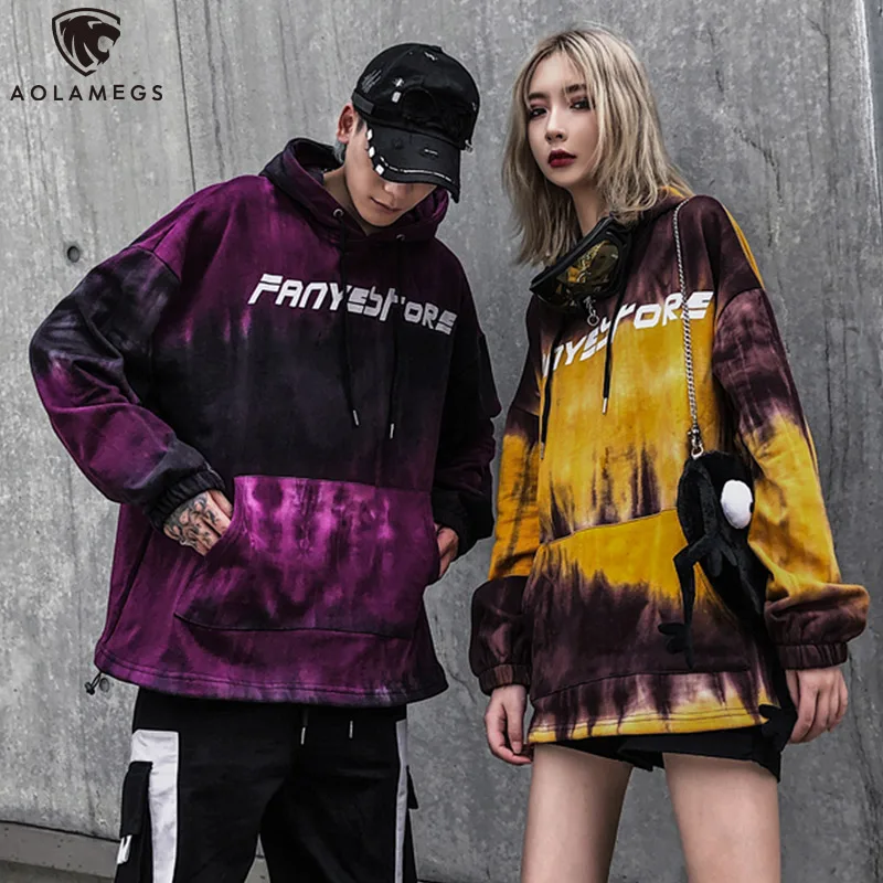 

Aolamegs Hoodies Men Funny Letter Print Men Pullover Colorful Oversize Hooded Advanced Sweatshirt Autumn Hip Hop Streetwear