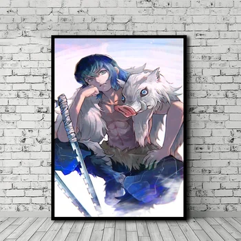 

Anime Poster Inosuke Hashibira Boar Mask Kimetsu no Yaiba Canvas Print Home Decor Wall Art Pictures No Frame