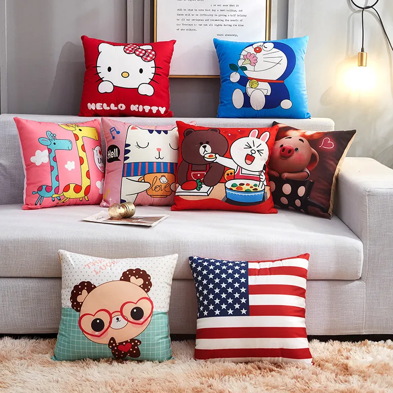 

Cartoon Printing Sofa Decorative Cushion Cover Pillow Case Pillow Case Plush 45*45 Hugging Pillow Home Decor Pillow Case