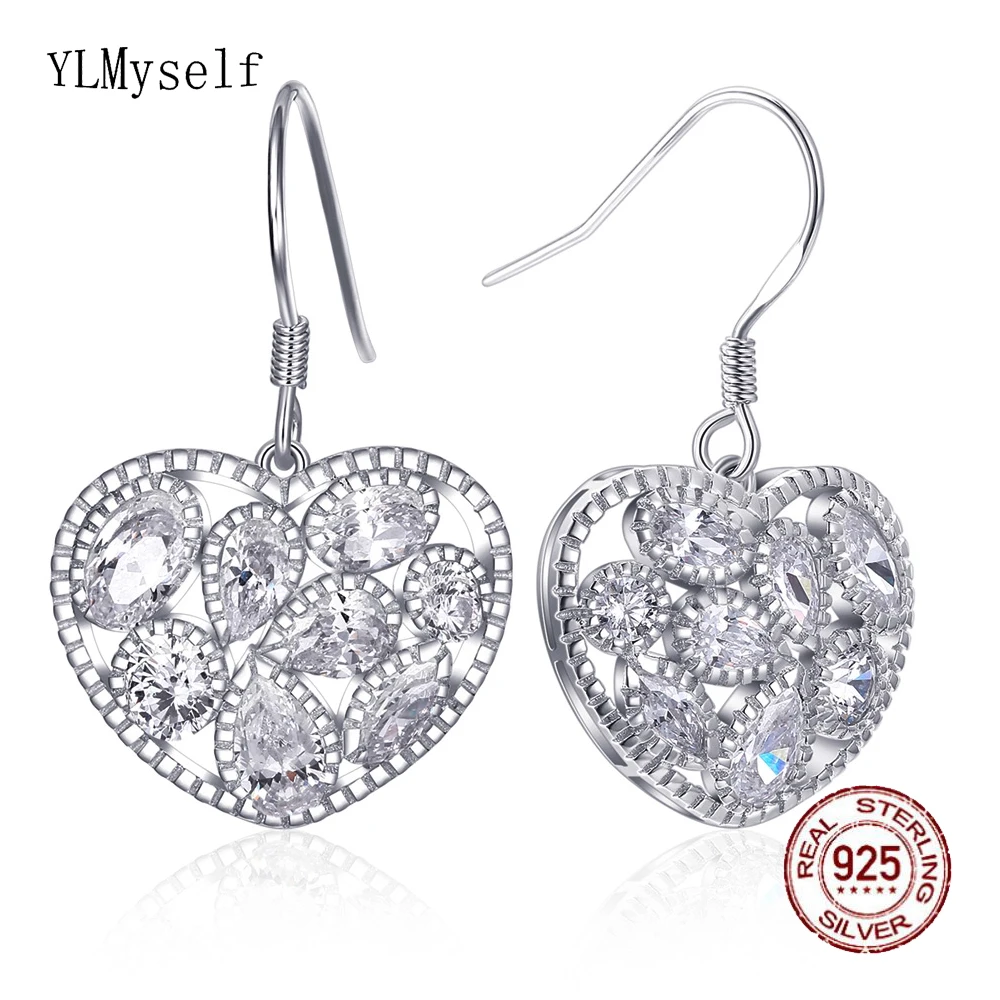 Real 925 Sterling Silver Earring Heart Jewelry Fast Delivery Best Gift