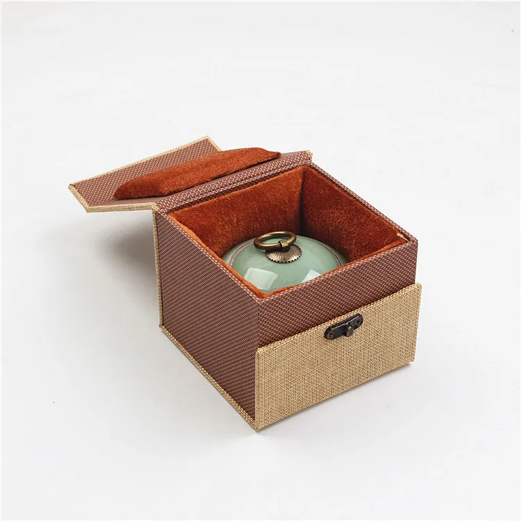 Retro Linen Box Tea Set Tea Cup Build Light Tea Pot Tea Containers Mug Geware Tea Containers Gift Box