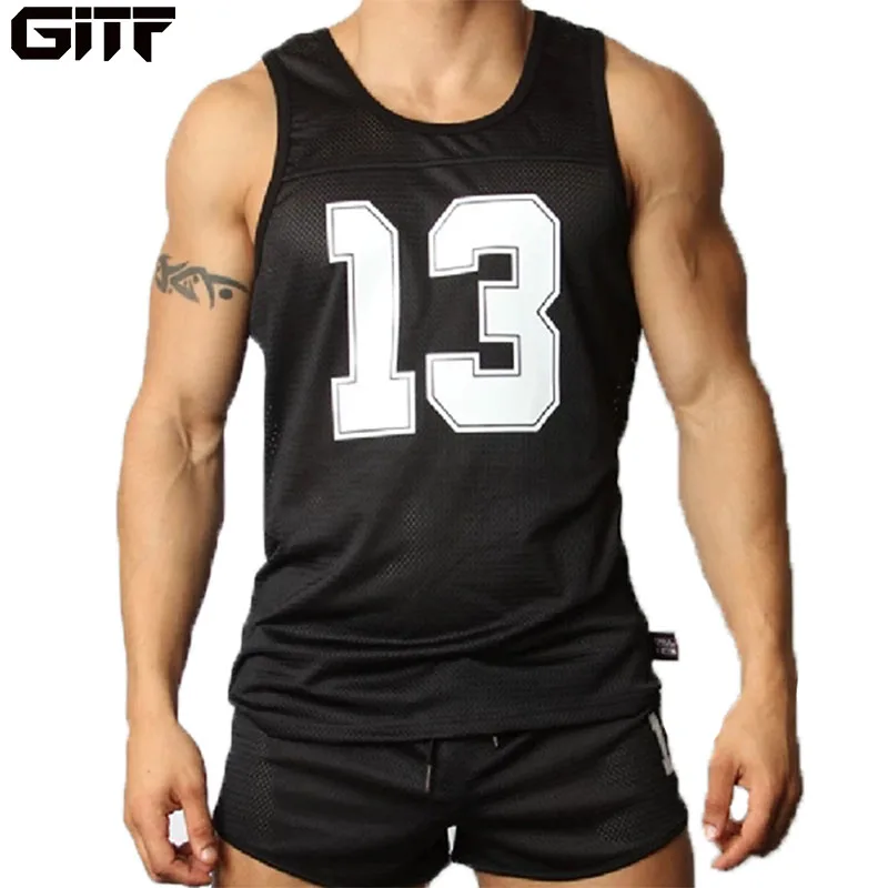 

GITF Mens Sport Suits Quick Dry Running sets Men Sports Joggers basketball Training Gym Tracksuits Running vest+shorts male sets