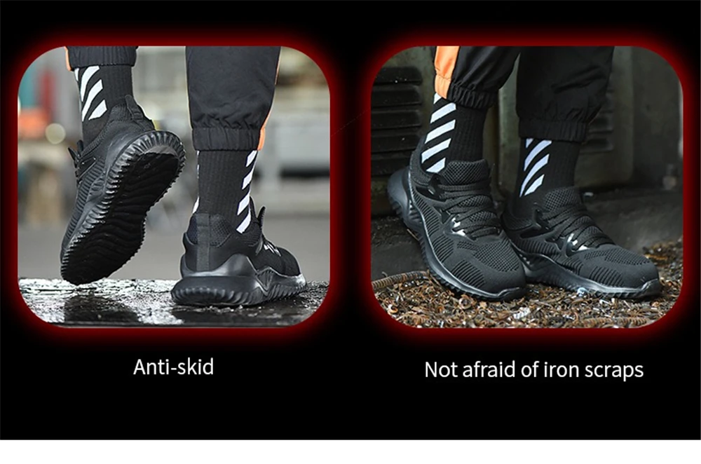 Dewbest безопасная обувь Для мужчин износостойкие Легкие дышащие ботинки противоскользящая резиновая подошва; Рабочая обувь; устойчивые к проколам, Рабочая обувь