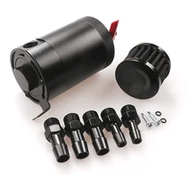 

2-Port Oil Catch Can Tank Reservoir+Drain Valve Breather Baffle Aluminium Alloy Black