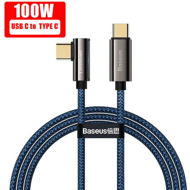 PD 100W USB Type C to USB C Cable 5A Fast Charging Charger USB-C 90 Degree Date Cable For Xiaomi Samsung S21 Type-C Cord