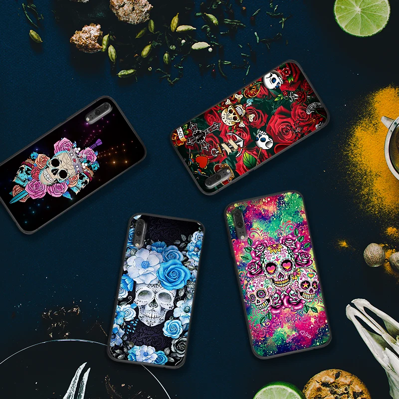 Art rose skull для huawei P8 P9 Mini P10 P20 2019 P30 LITE P Smart Z 2018 Pro Мягкий силиконовый чехол | Мобильные