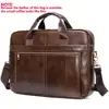 WESTAL briefcase messenger bag men's genuine leather 14'' laptop bag men's briefcases office business tote for document 8572 ► Photo 2/6