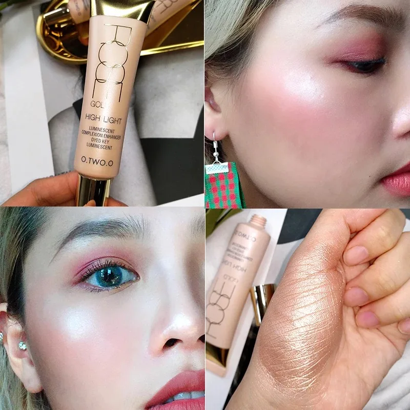 

O.TWO.O Professional Highlighter Make Up Base Foundation Primer Makeup Cream Rose Golden Oil Control Face Powder Shimmer Shine