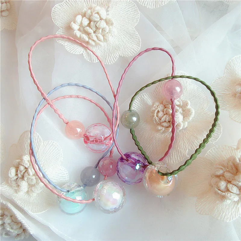 

Korean Fashion Girl Women's Ponytail Hair Accessories Simple Beautiful Acrylic Colorful Beads Rubber Band Hair Rope Headwear