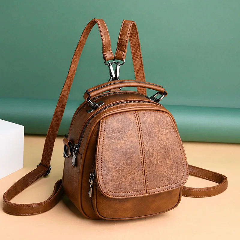 

Backpack Women's 2019 New Style Multi-functional Handbag Korean-style Fashion Shoulder WOMEN'S Bag Soft Leather Single-shoulder