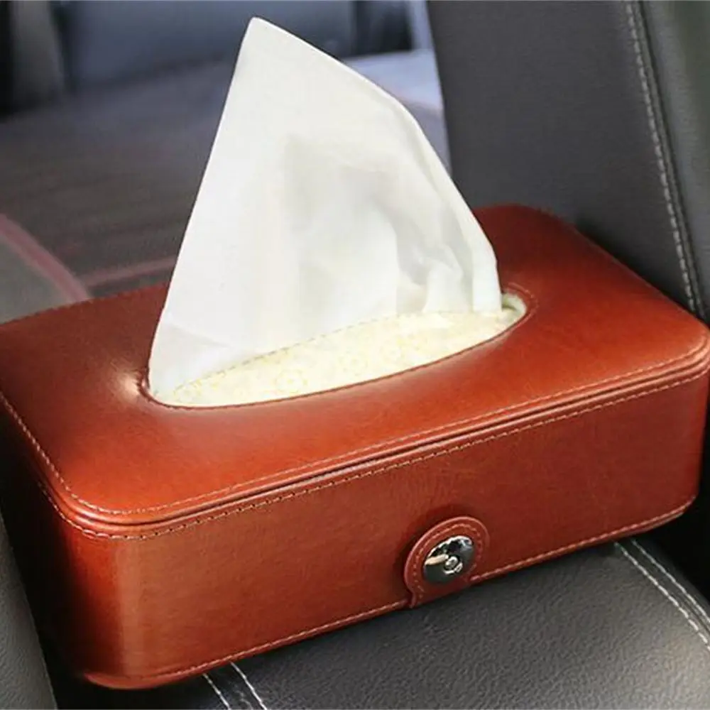

Leather Car Seat Back Tissue Box Auto Holder Paper Napkin Box Organizer