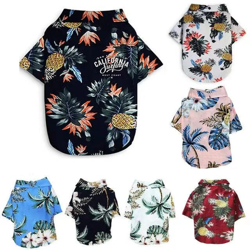 Ropa estampada de verano para mascotas, camisa de playa Floral, chaquetas, abrigo para cachorro de perro, disfraz de gato, ropa de primavera, trajes para mascotas
