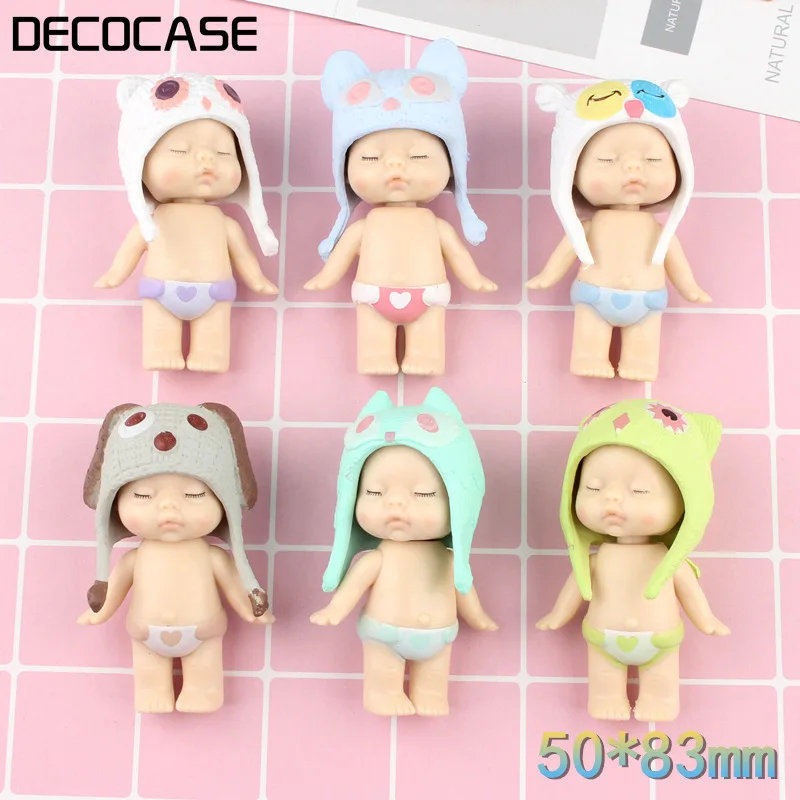 

Kuutti 6pcs/lot Cute Sleeping Baby Gifts Miniature KeyChain Charms Crafts Ornaments Decoration Phone Case DIY Accessories