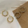 Korean Simple Weaving Twist Circle Hoop Temperamental Gold Metal Earrings for Women Girls ► Photo 3/6