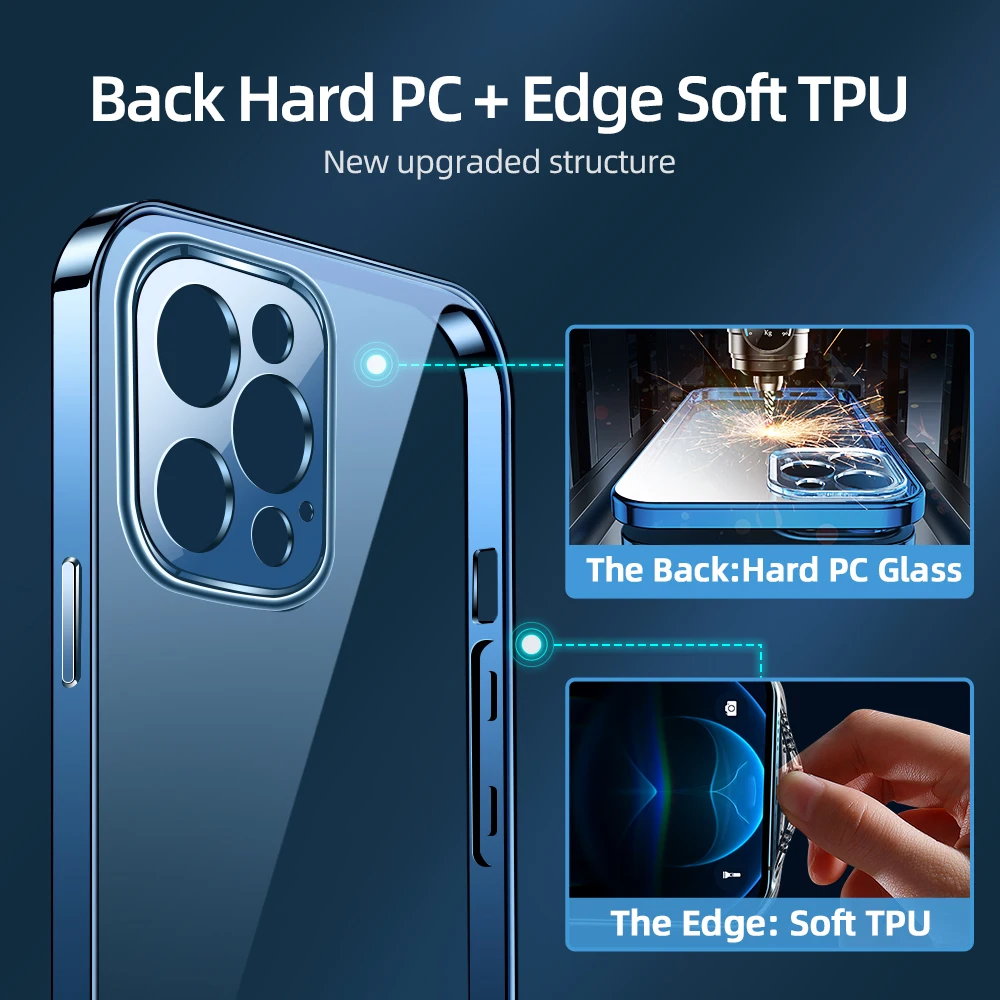 arrière transparente en cristal pour coque complète pour iphone pro max pro pc tpu