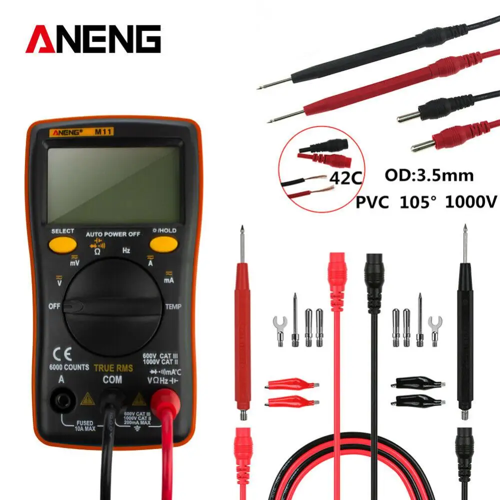 ANENG M11+ lcd 6000 Счетный цифровой мультиметр AC/DC на батарейках-RA78