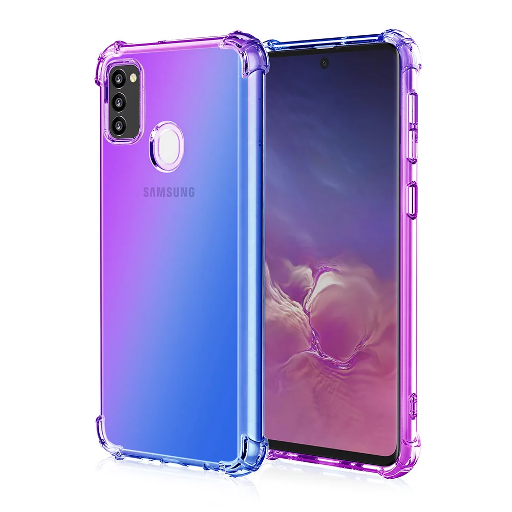 Мягкий чехол с цветным градиентом для Samsung A30S A50 A70 M30S полупрозрачный