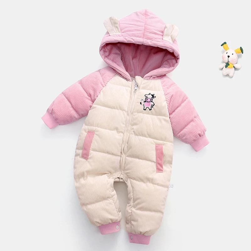Cold Winter Baby Rompers Boy Coats Toddler Kids Hooded Rompers Thick Corduroy Outfit Infants Jumpsuit Newborn Children Costume baby romper