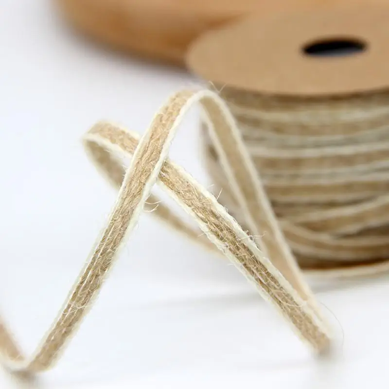 Лента из мешковины, натуральный шпагат, Hessian Jute, для рукоделия, деревенская, свадебная, Рождественская вечеринка, удобные украшения, аксессуары