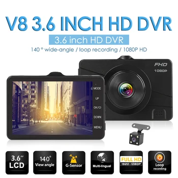 

VODOOL 3.6 inch Full HD Car DVR Dashboard Camera 1080p TFT LCD Display Dash Cam Driving Recorder with Rear View Camera